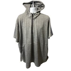 MSX by Michael Strahan Gray Hooded 1/4 Zip Performance Short Sleeve Mens 3XL